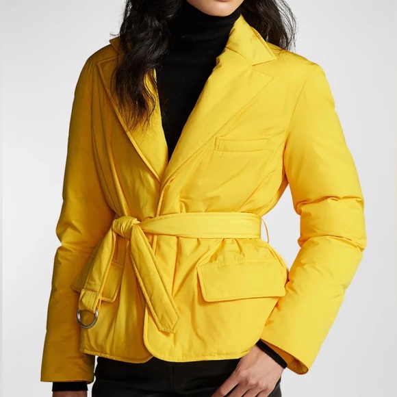 NWT Polo Ralph Lauren women’s belted down-filled yellow jacket Size XS - Picture 1 of 16